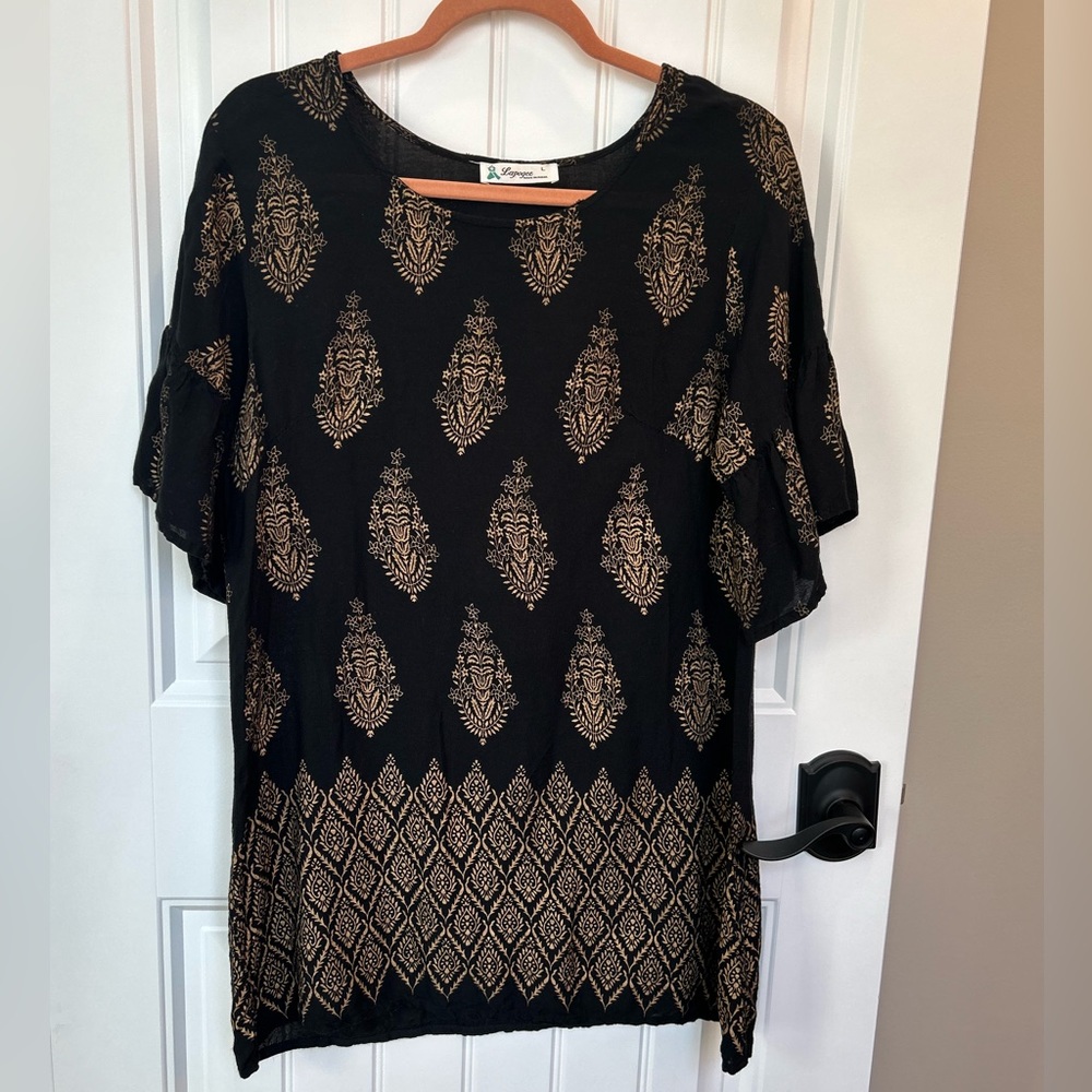Lapogee Gold and Black Tunic Dress Size L